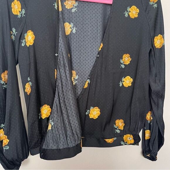 Madewell Floral Bubble-Sleeve Wrap Top XXS - Picture 8 of 9